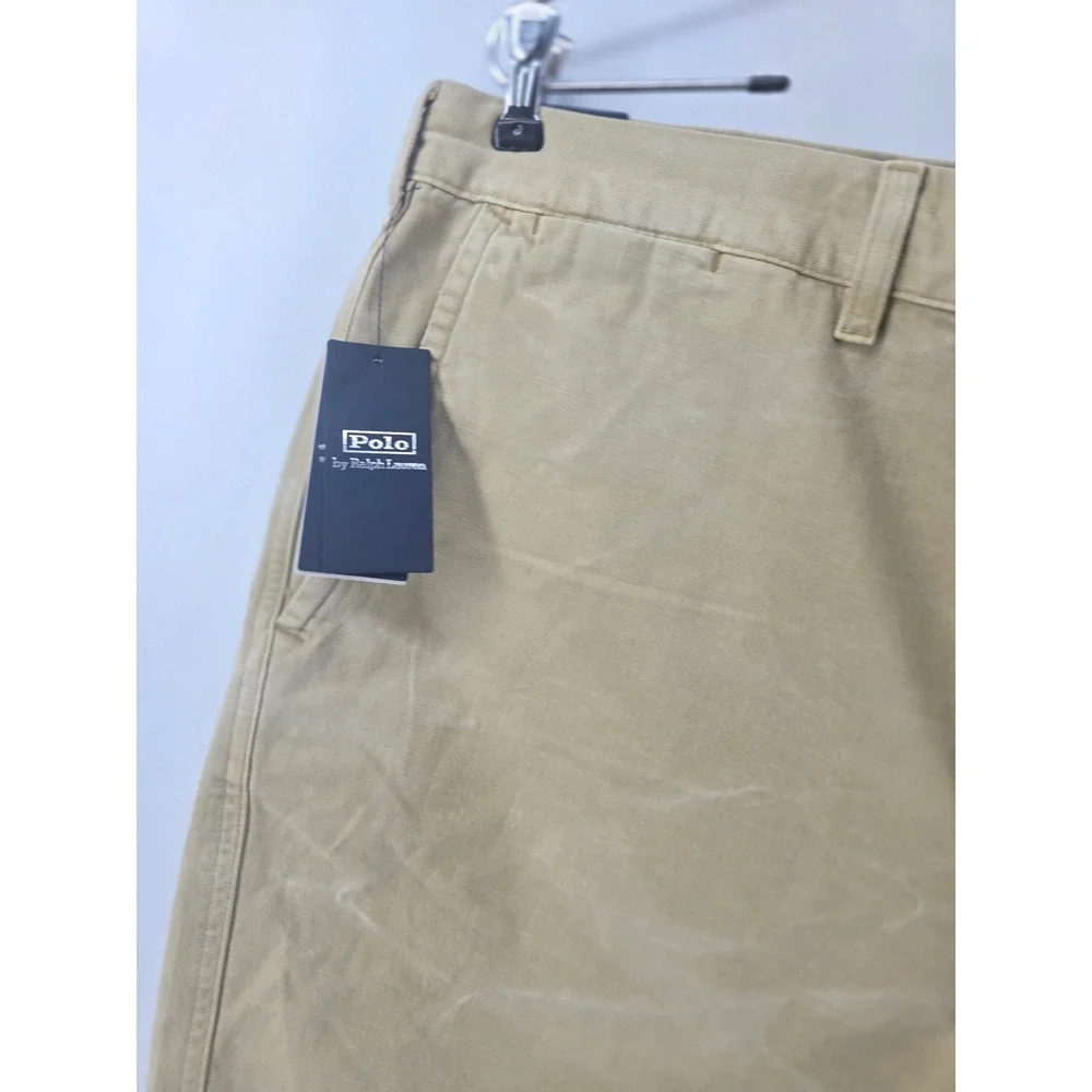 Polo Ralph Lauren Shorts Mens 42 Beige Sauger Chino Straight Fit Raw Hem